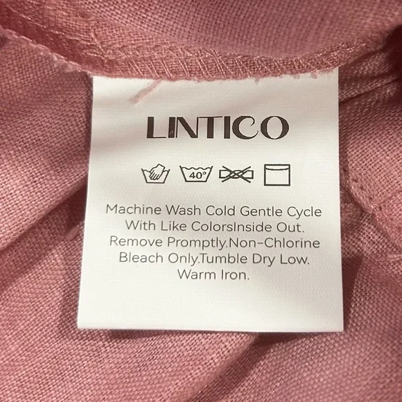 LINTICO 100% linen midi skirt new women’s size small dusty rose airy travel boho - Picture 5 of 16